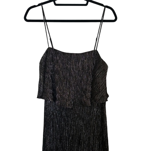 Lulus Elegant Shimmer Shiny Black and Silver Plisse Maxi Dress - Picture 6 of 13